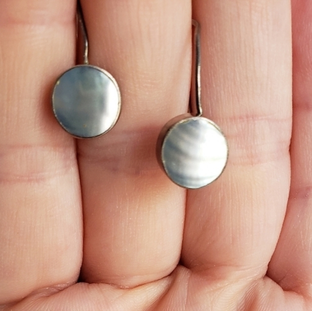 Stylish Silver Pierced Earrings Pale Blue